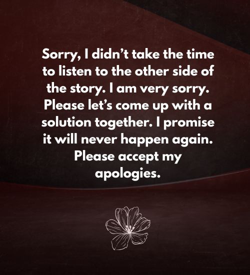 Apologizing paragraphs for him