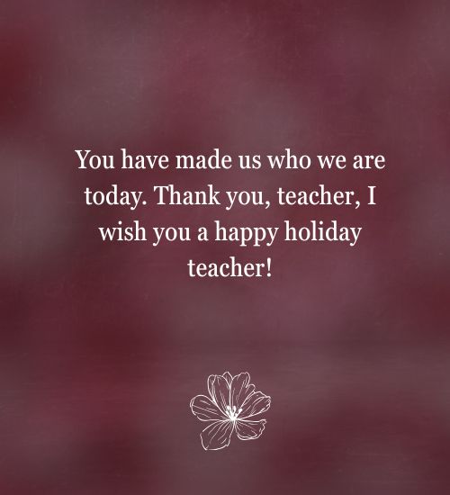 Christmas Message to Teacher from Student