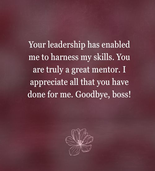Farewell message for boss leaving