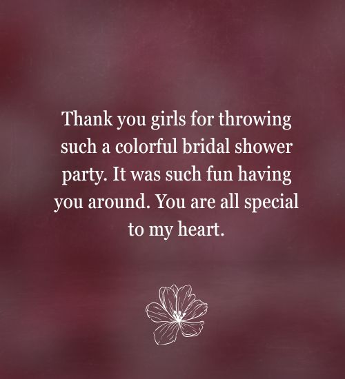 Thank You Message for Bridal Shower