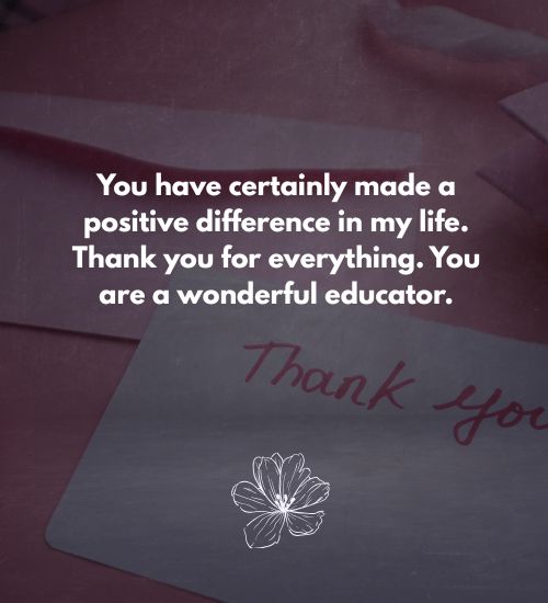 Thank You Message for Teachers from Students