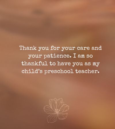 Thank You Note to Kindergarten Teacher from Parent